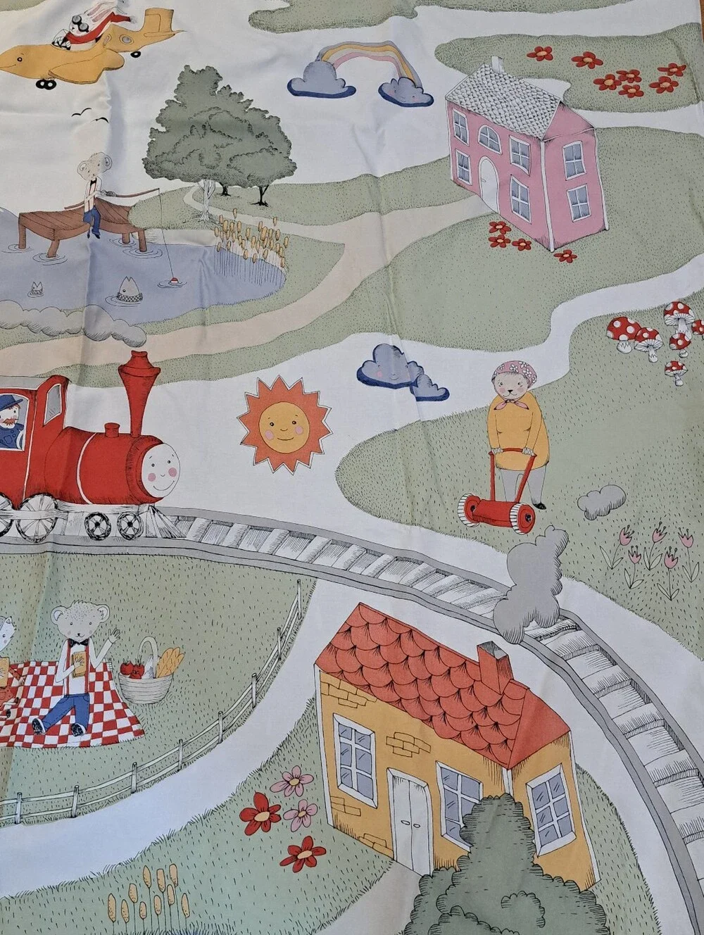 IKEA UtelekTwin Duvet Cover Trains Planes Animals Sun/Rain Whimsical